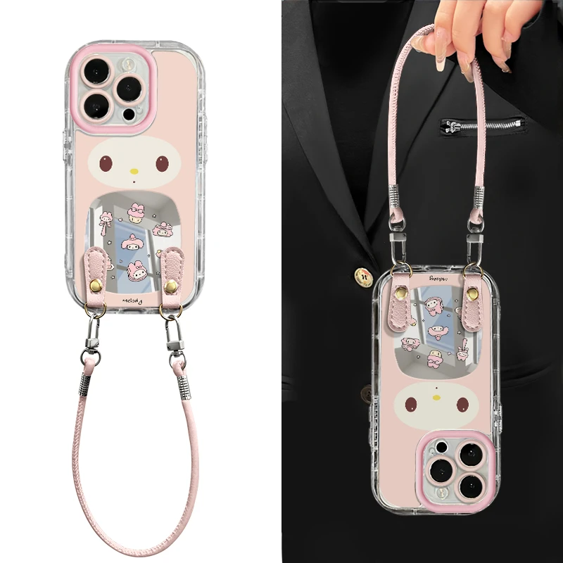 美乐蒂口袋适用苹果17pro手机壳16promax镜面华为p80奶油女小米15