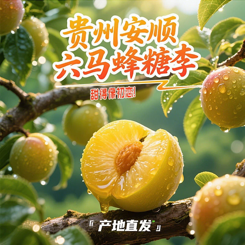 【京东顺丰】正宗贵州镇宁六马蜂糖李脆甜可口皮薄肉厚精品果50颗