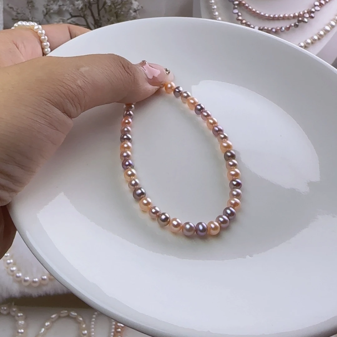 淡水珍珠未镶嵌手绳4-5mm加爱心