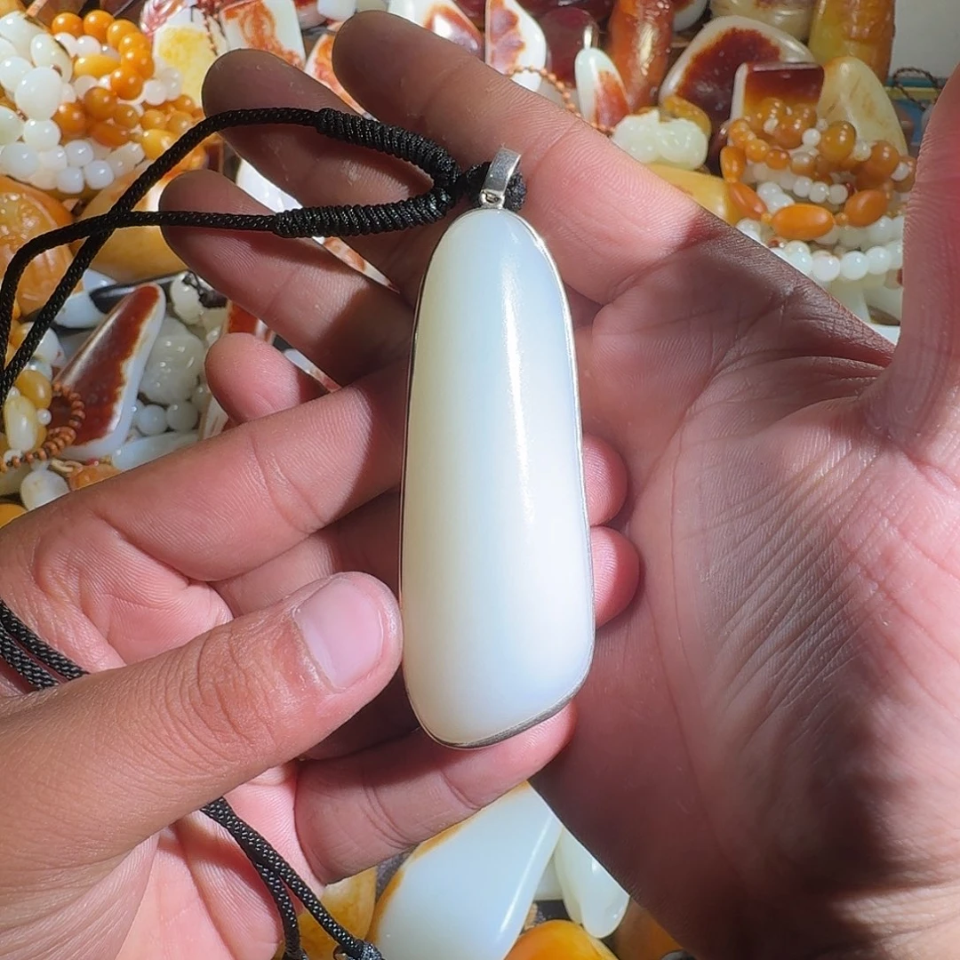 和田玉银S925镶嵌挂件公**情