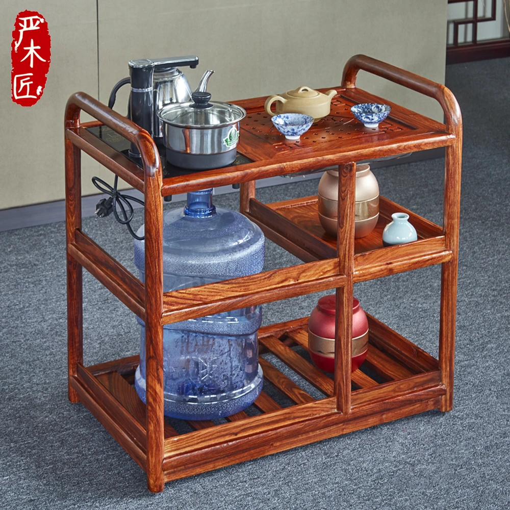 红木移动小茶车全实木花梨木烧水茶台刺猬紫檀家用小茶几泡茶茶桌