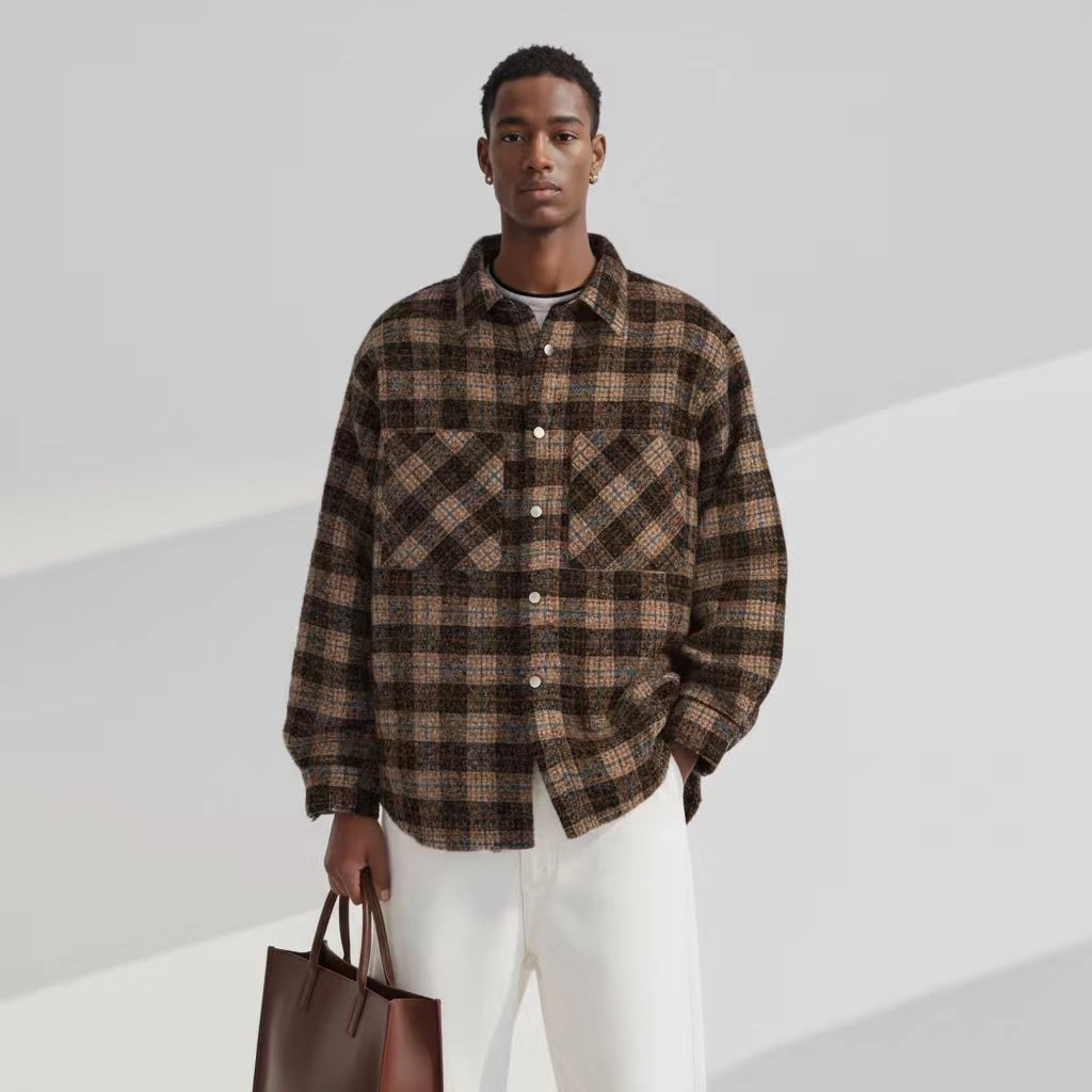 LANGGS&浪叔 25秋季复古羊毛混纺填充绵羊毛双面穿棉衣-FW5476