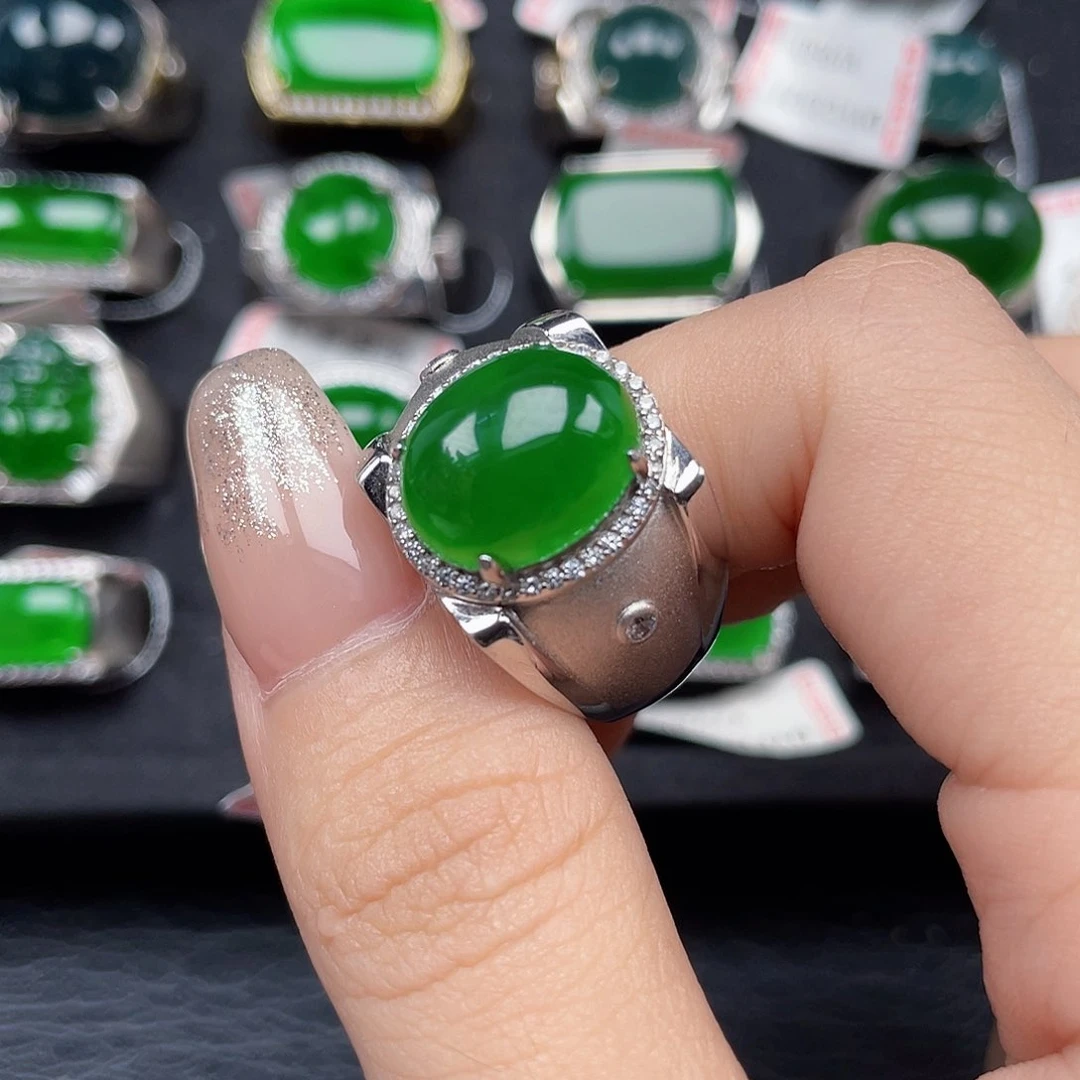 翡翠戒指银S925镶嵌编号3405 没有运费险