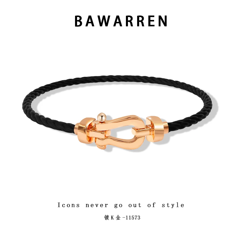 Bawarren 美❤ 11573-【黑绳马蹄】时尚百搭简约手链