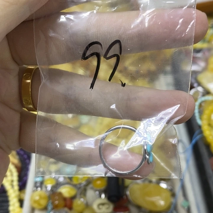 裸石蜜蜡银S925镶嵌戒指