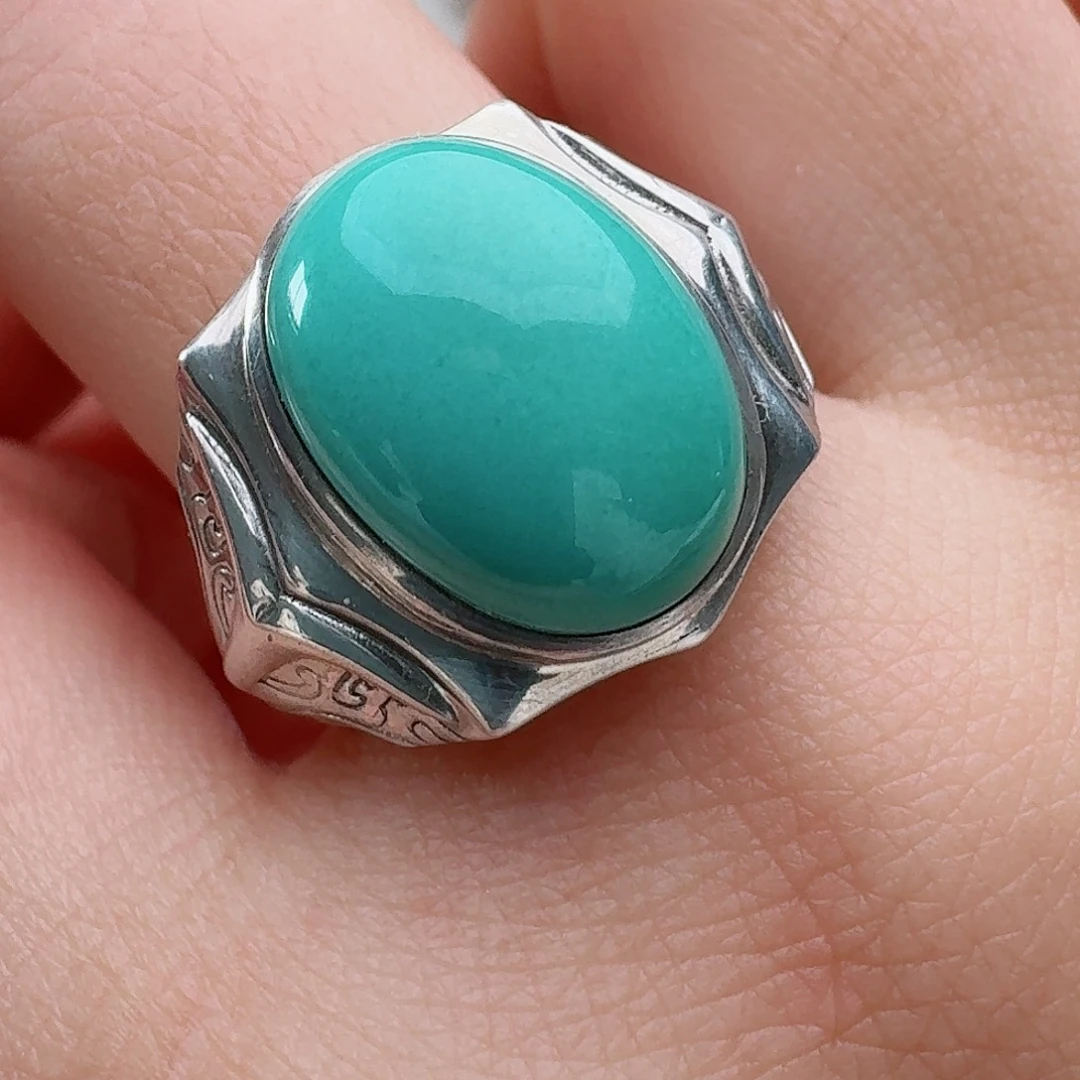 绿松石银S925镶嵌戒指