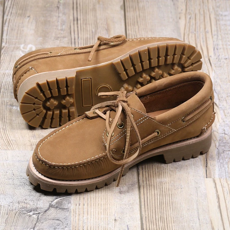 TMENS/天冕士男士真皮固特异缝线工装鞋踢不烂经典帆船鞋厚底皮鞋
