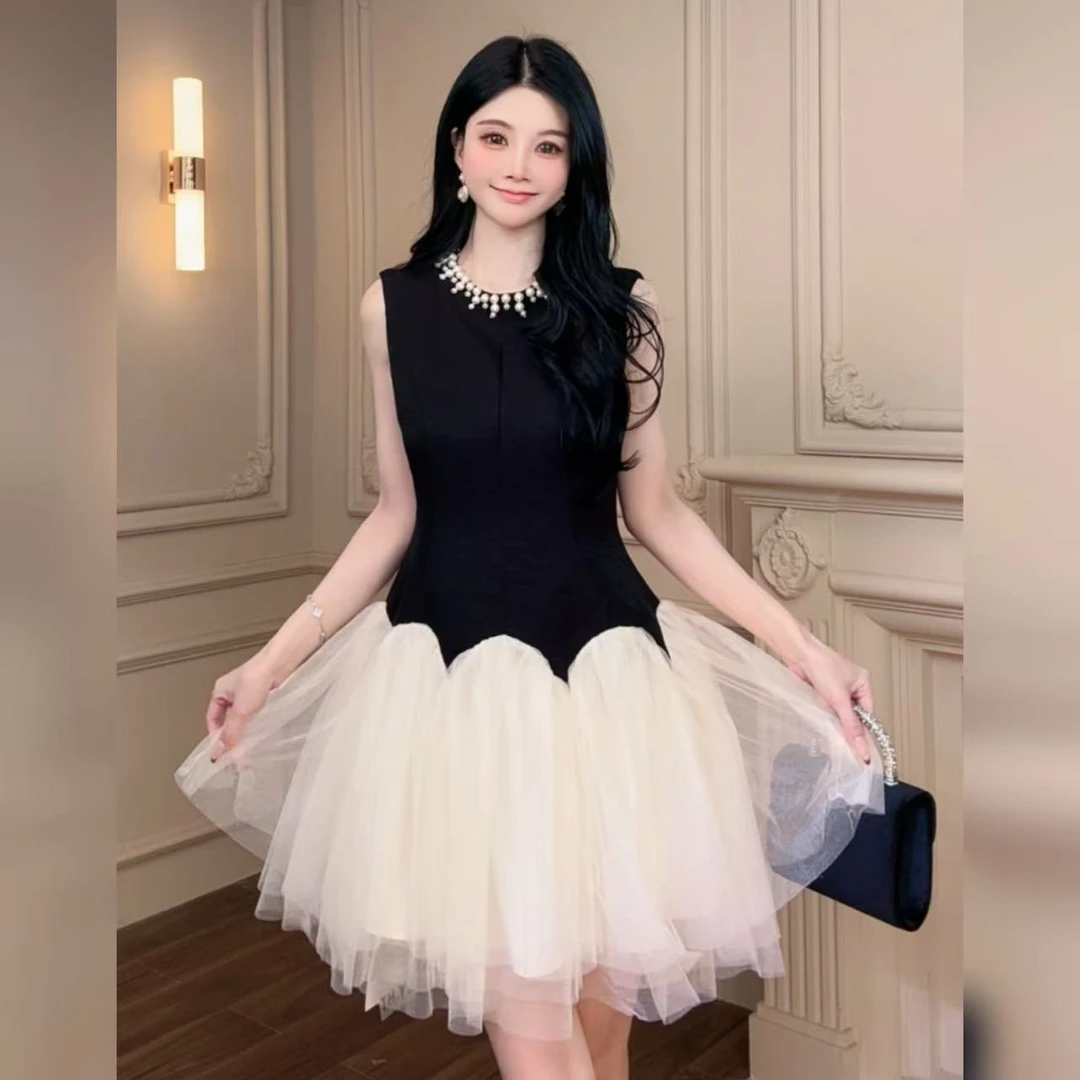 柔娜定制  女神气质公主显瘦小众名媛优雅收腰修身连衣裙9782