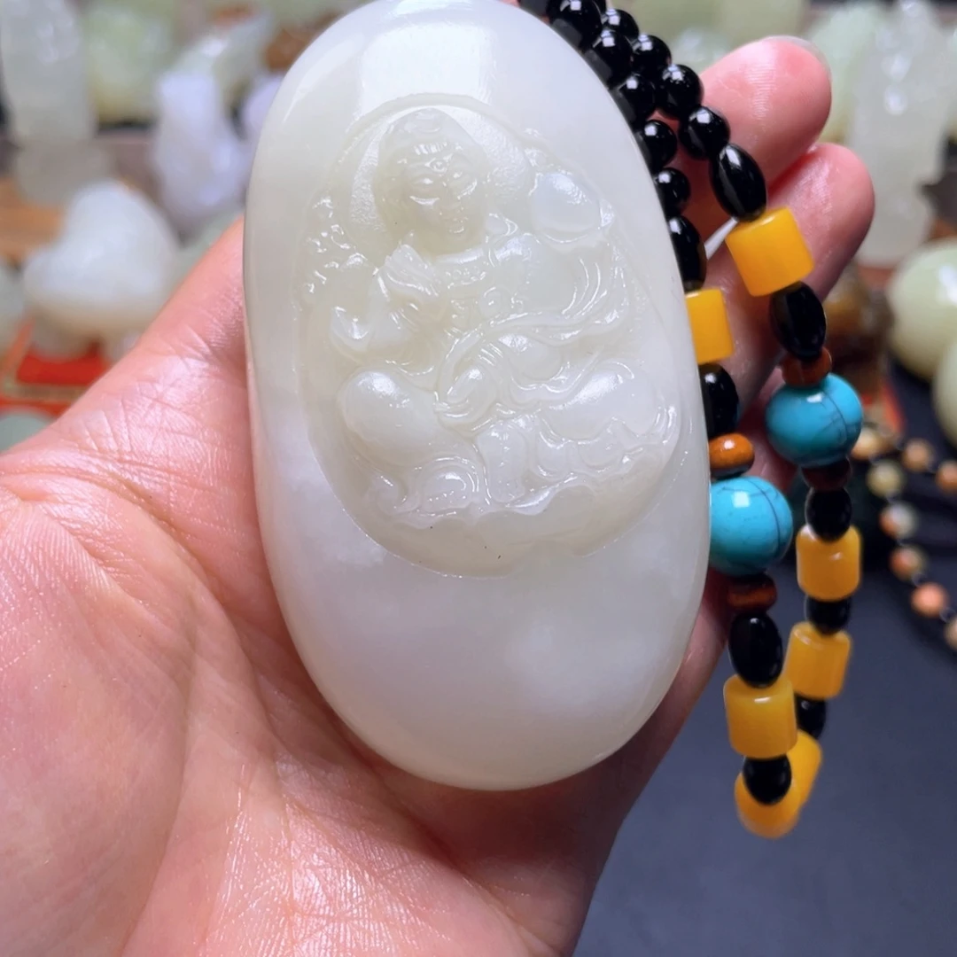 石材方解石手把件