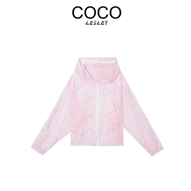 【COCO LESLEY】时尚轻奢烫钻连帽防晒衬衣上衣68922