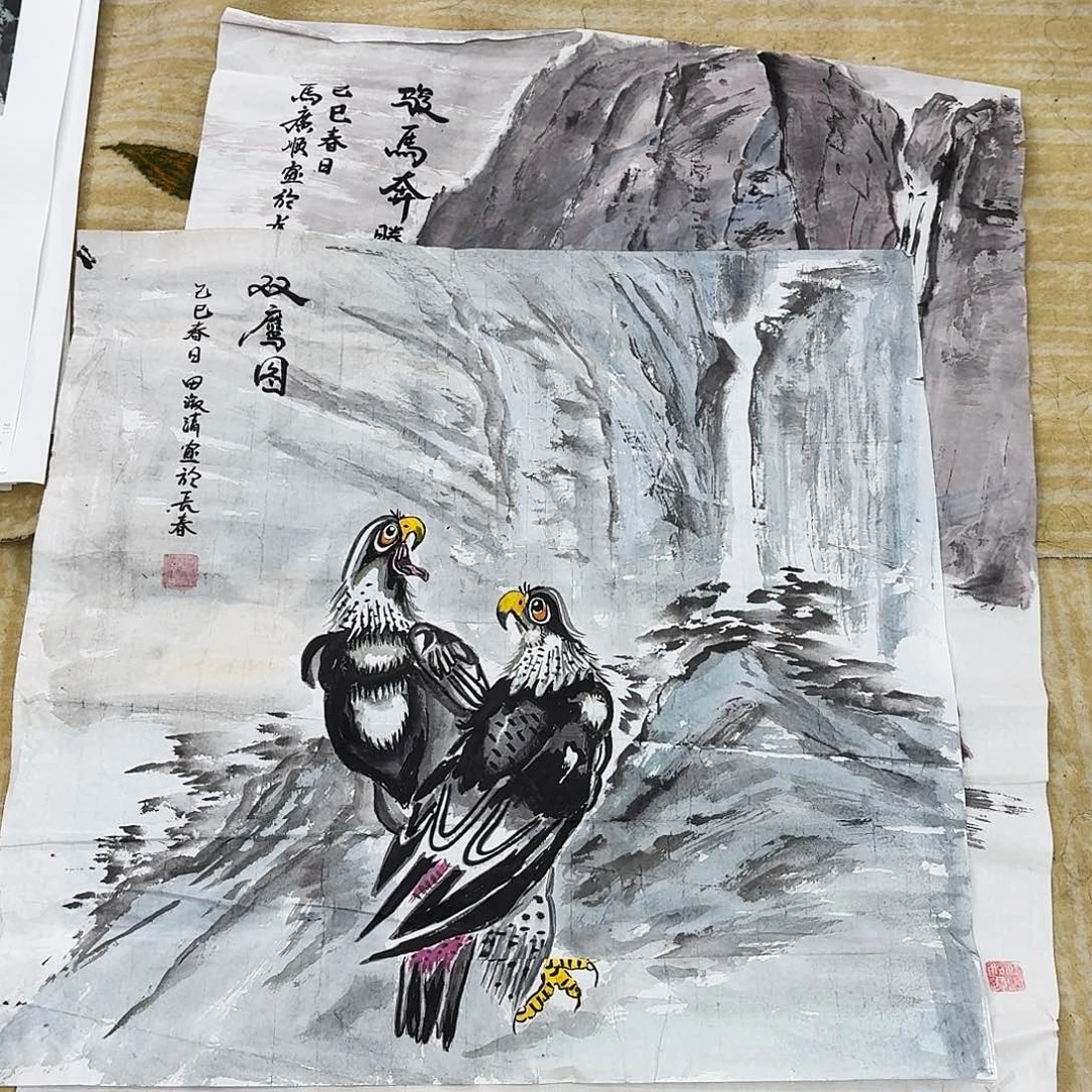 国画微瑕四尺斗方手绘作品