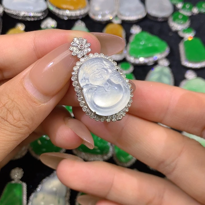 翡翠18K金镶嵌吊坠(不含链)