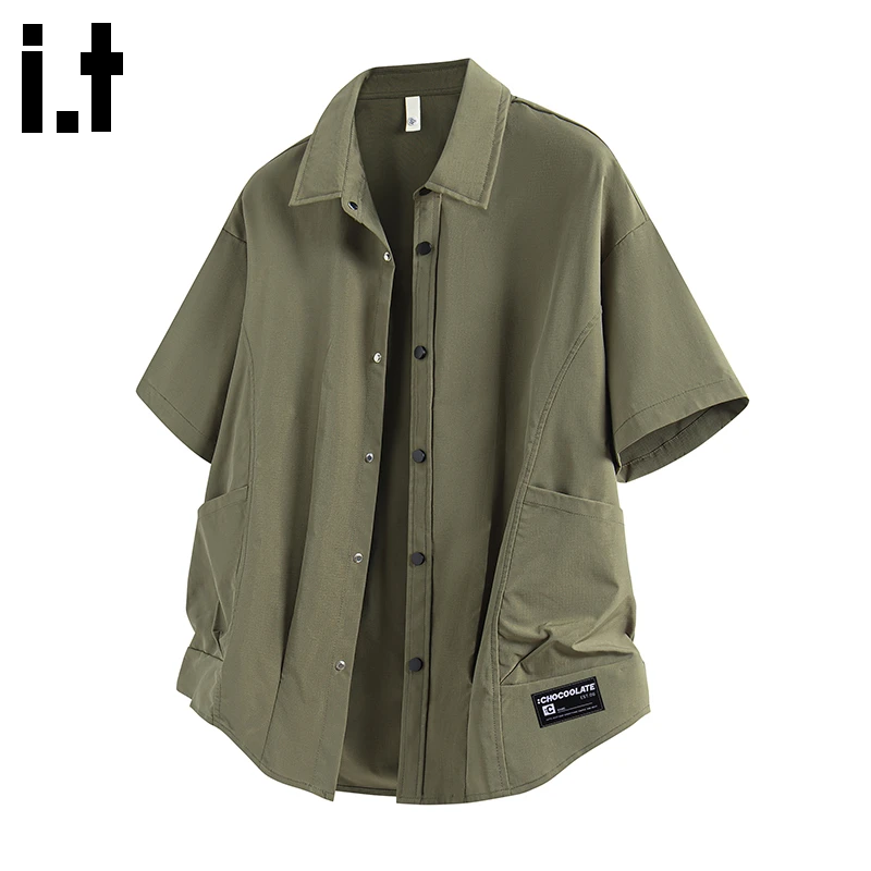 i.t:CHOCOOLATE日系工装衬衫短袖2025年夏季薄款宽松翻领男士外套