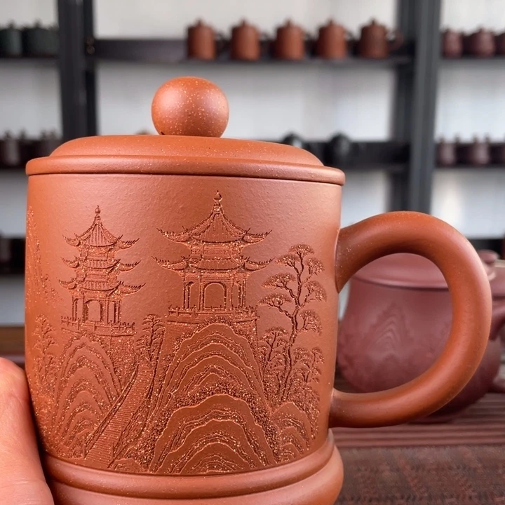 茶杯紫砂宜兴原矿紫砂盖杯微瑕