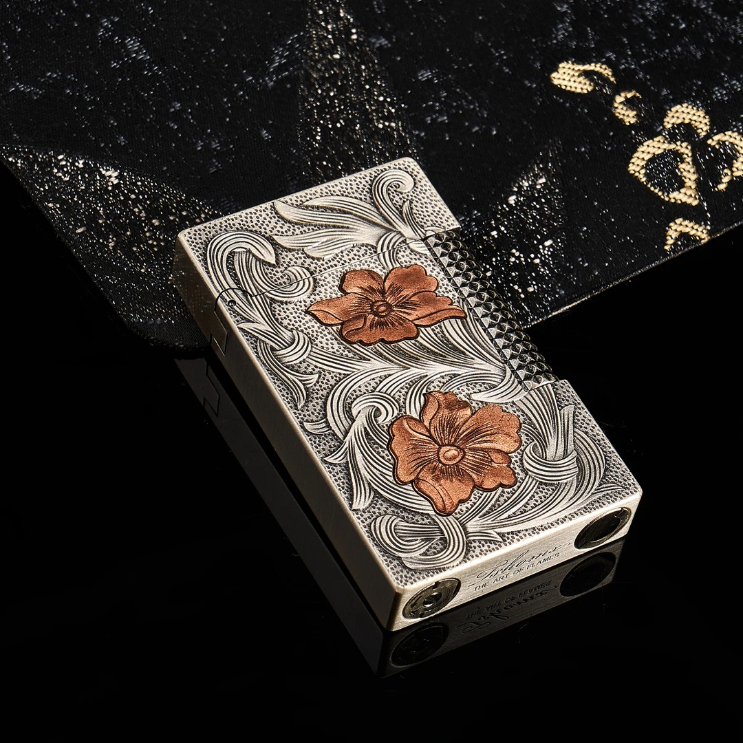 TSHOMX【紫铜】商务高档立体浮雕侧滑点火充气朗声打火机送男生礼物