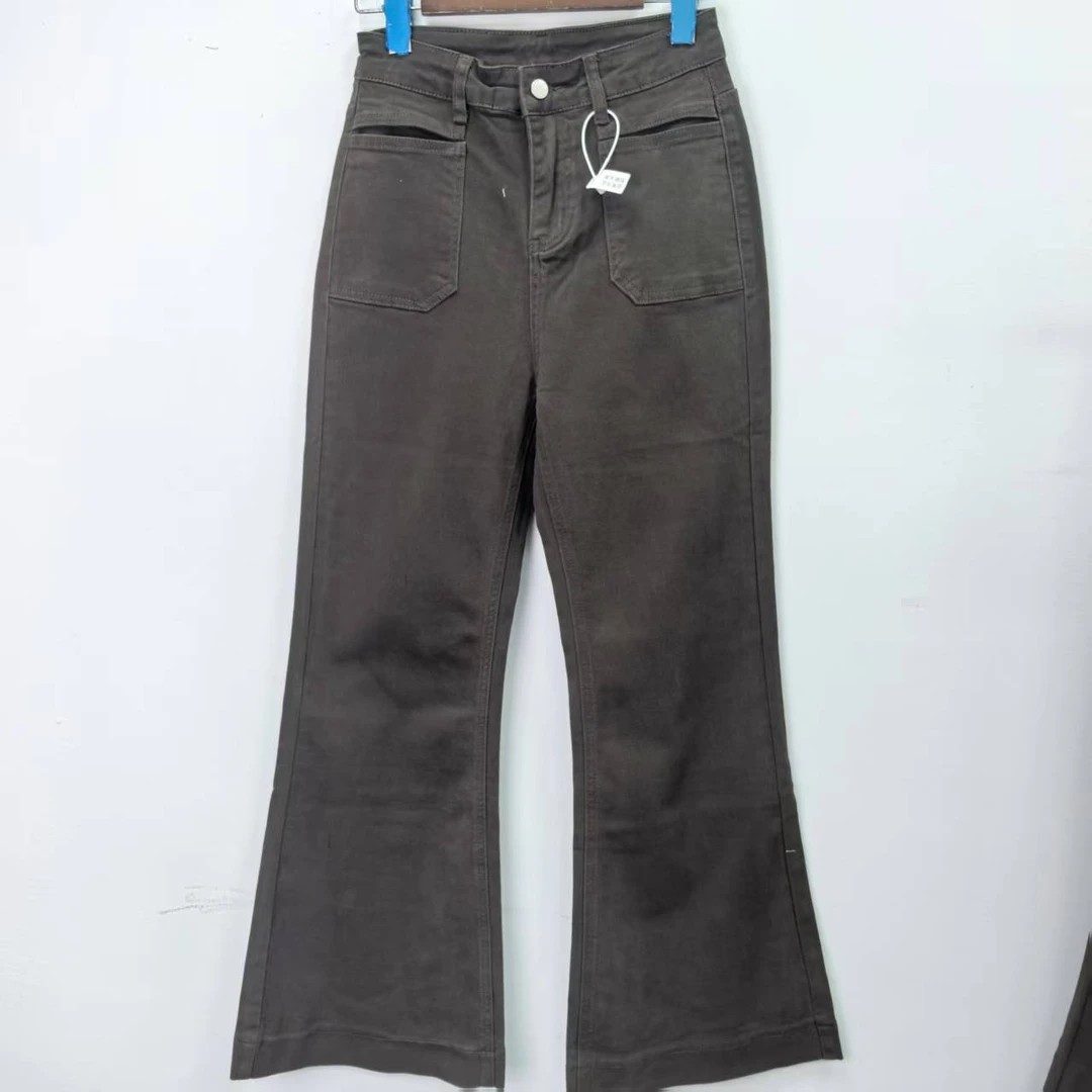 E2 前口袋高腰修身微喇牛仔裤(2109)