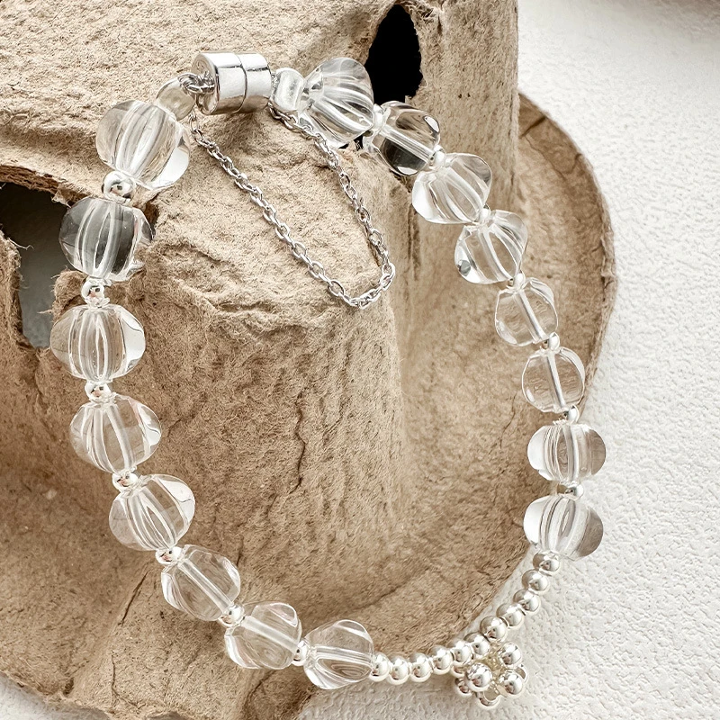 S925银韩版小众设计白水晶手链时尚INS风LS0273