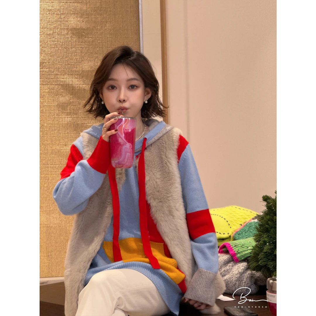 TXB “年度推荐”皇室羊绒拉贡皮毛一体羊绒轻奢皮毛马甲XB-8012