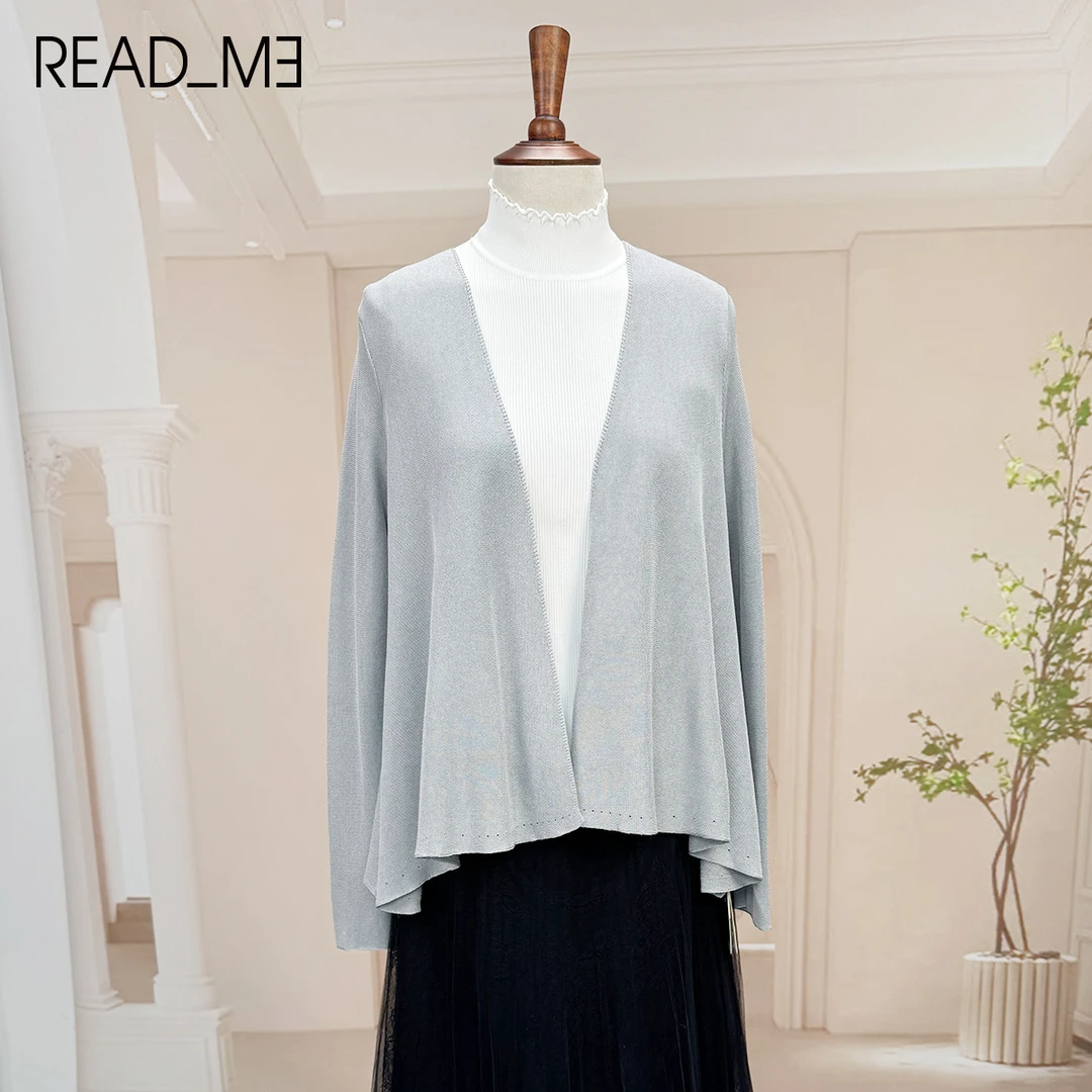 READMEB10225247翻针小开衫极简风纯色常规女装长袖常规款春秋