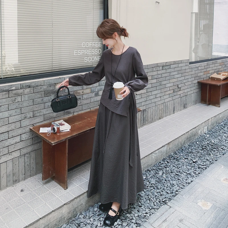 简约轻奢休闲半身裙套装女2025初秋新款韩系高级感气质显瘦两件套