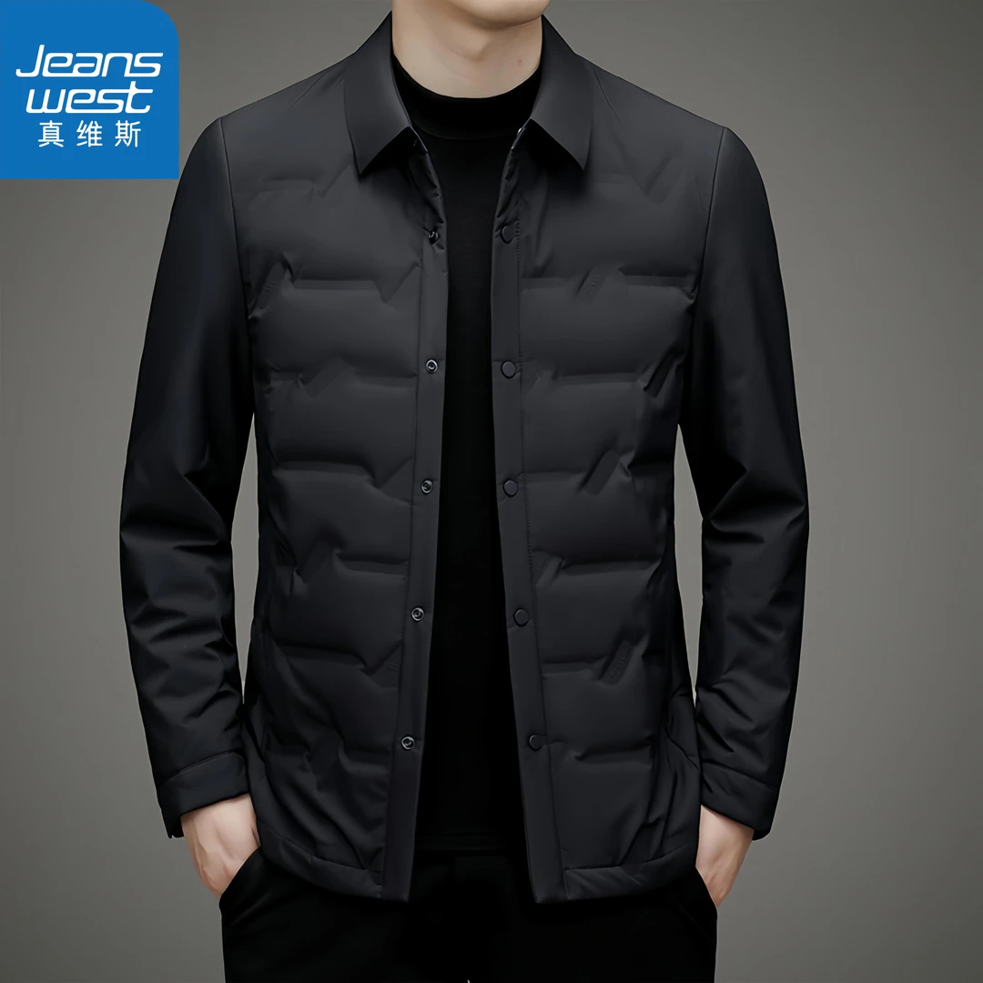 真维斯Jeanswest轻薄羽绒服男士商务外套秋冬新款修身休闲夹克潮
