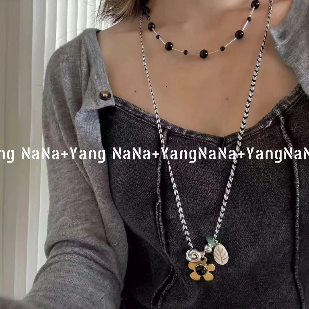 非金属涤纶项链 【夏季玩水穿搭包出片】百彩色编织绳子太阳花项链