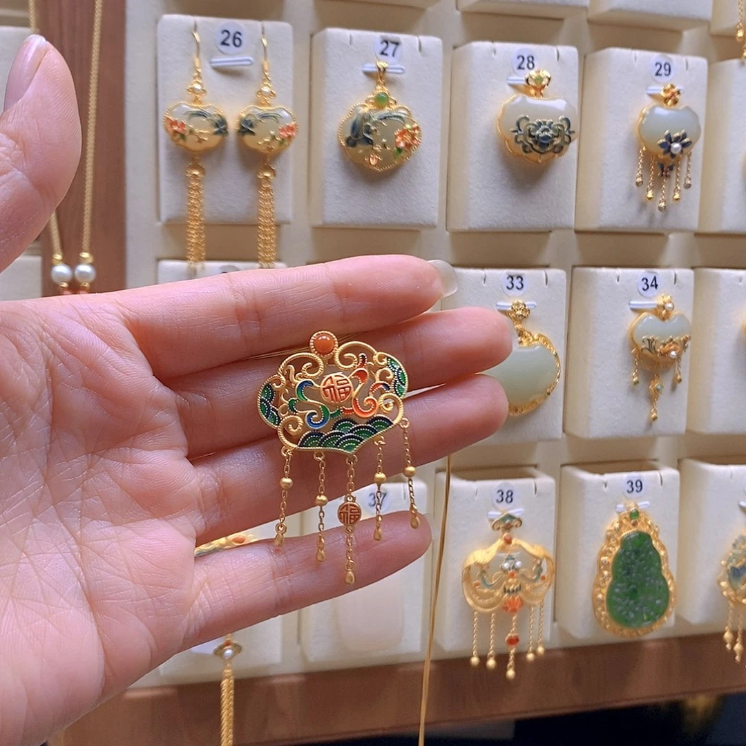 和田玉银S925镶嵌颈饰