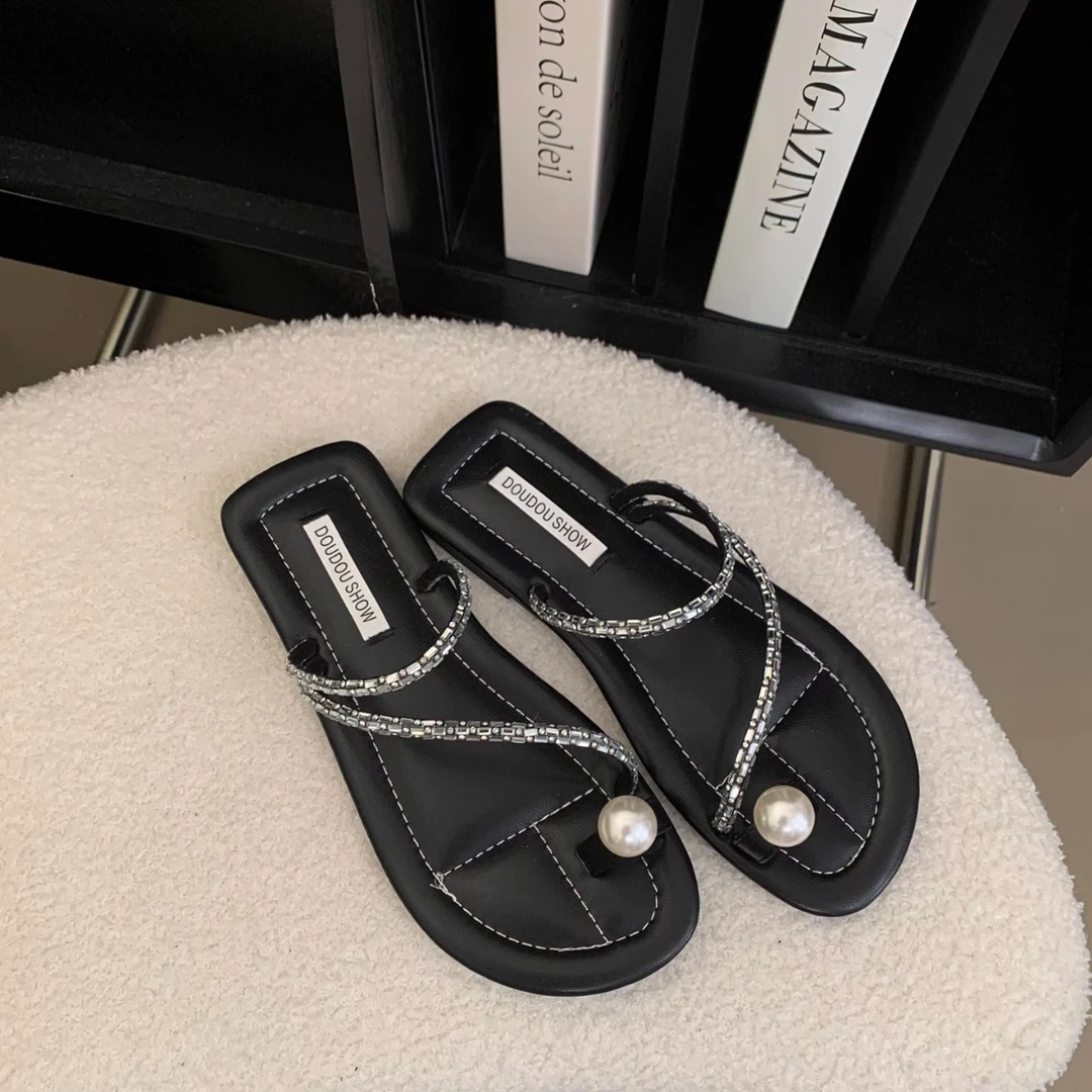 TAFN平底法式套趾小凉拖鞋仙女鞋子精品年新款夏季软底配裙子水钻