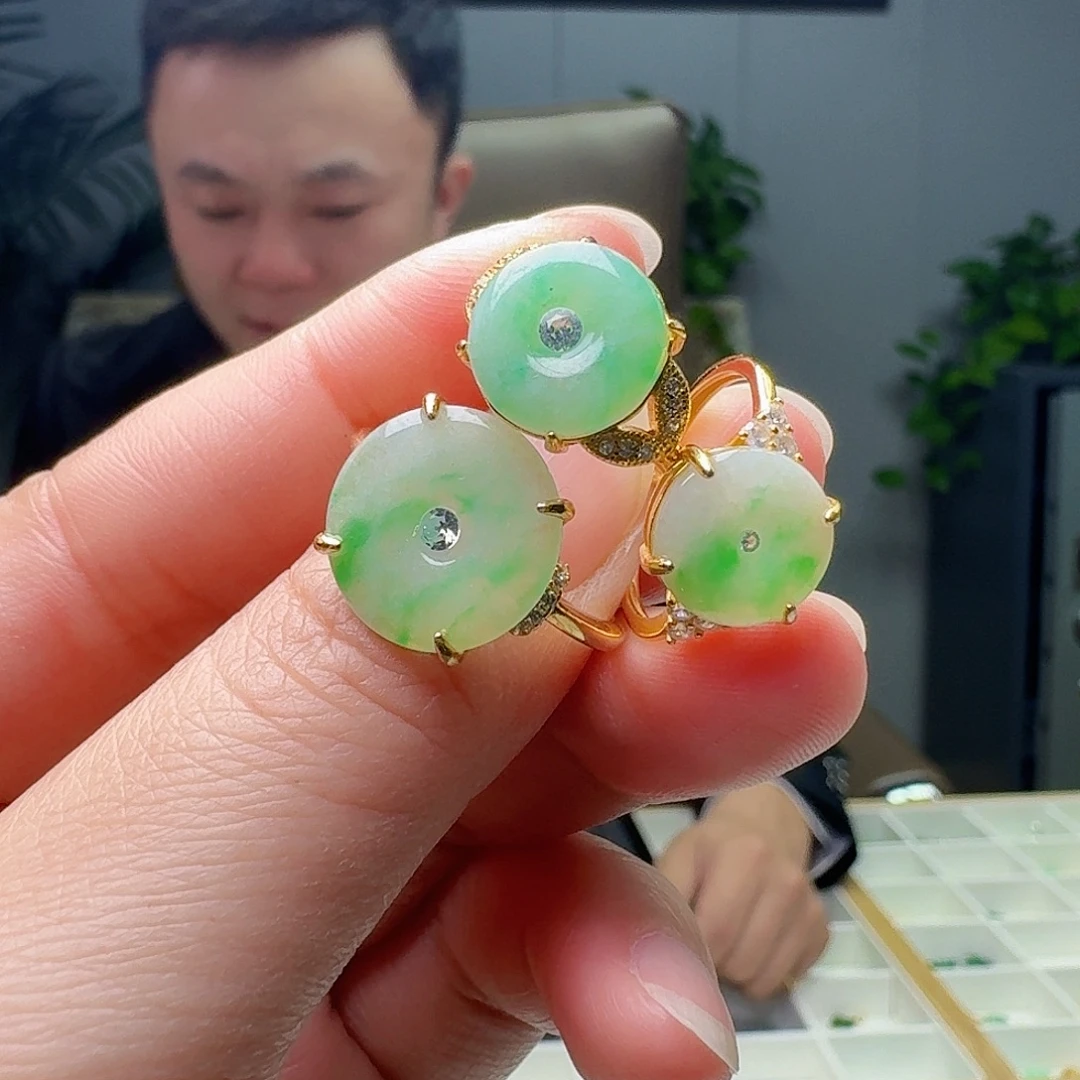 翡翠银S925镶嵌戒指多样性发货其一