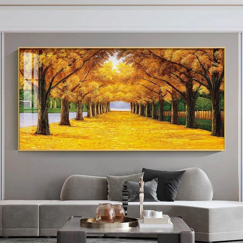 黄金满地壁画风景画客厅沙发餐厅天安门背景墙装饰山水画客厅挂画