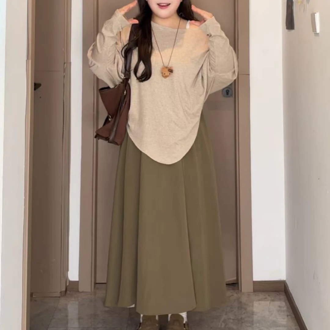 慵懒风蝙蝠袖上衣鱼尾半身裙两件套显瘦入秋穿搭一整套气质女装