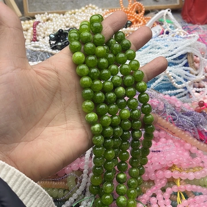 玛瑙/玉髓珠宝半成品未镶嵌一条10mm橄榄石