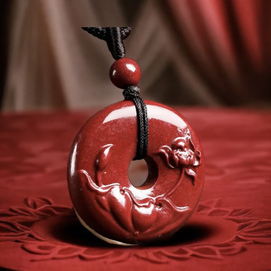 含辰砂工艺品正品保真高含量紫金砂朱砂莲花平安扣吊坠时尚百搭