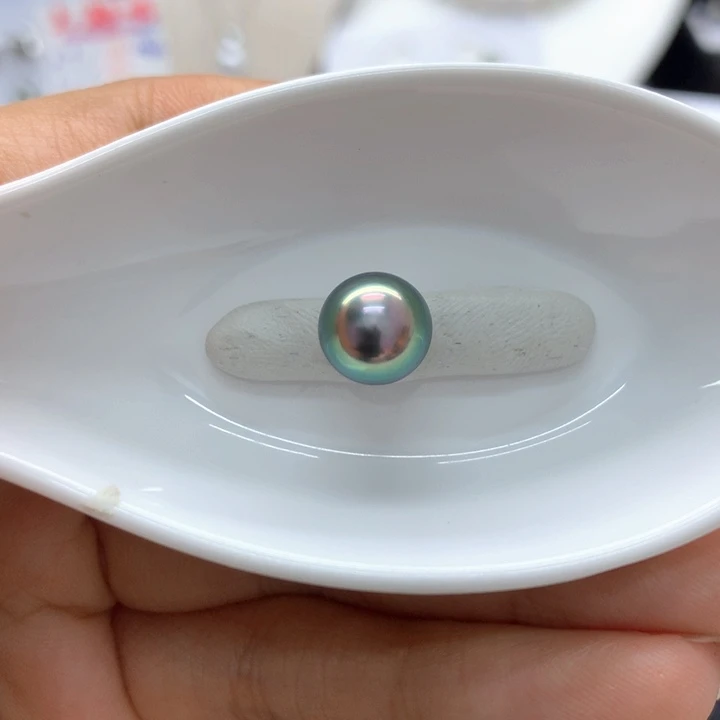 裸珠海水珍珠绿皮粉心