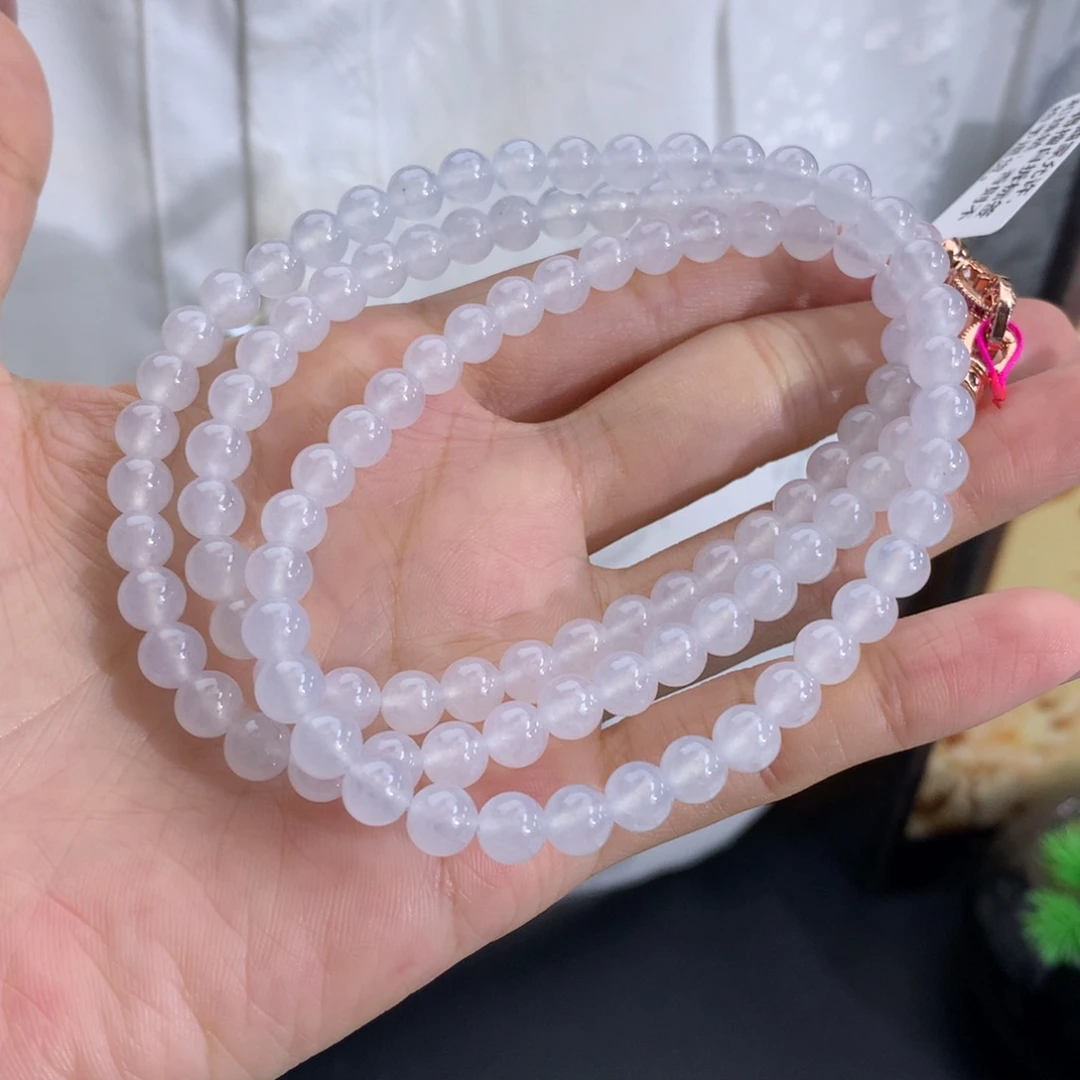 翡翠未镶嵌手串卡6冰胶白月光项链