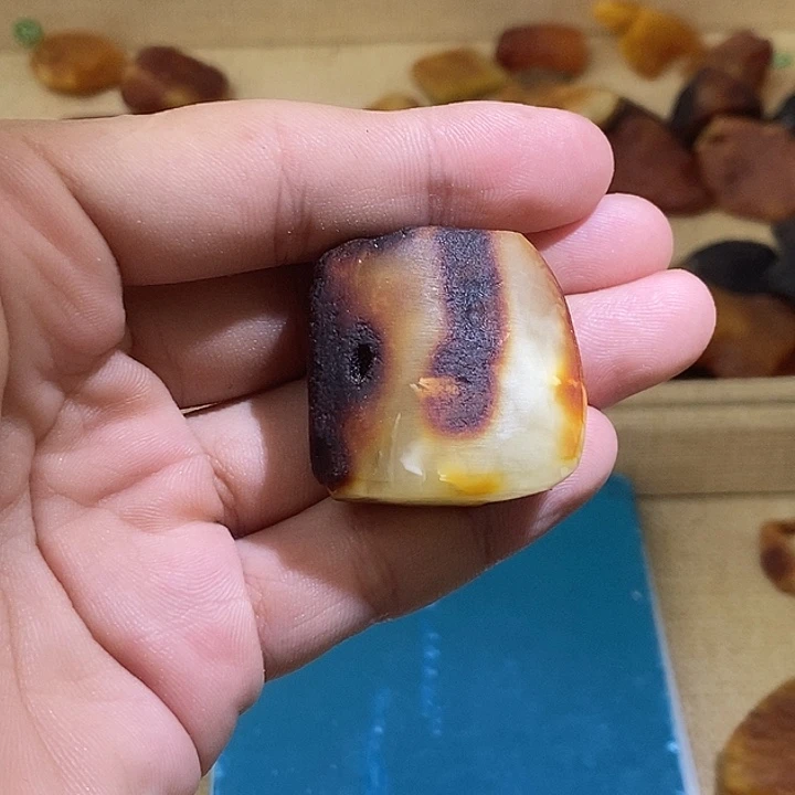 琥珀未镶嵌裸石黄白花