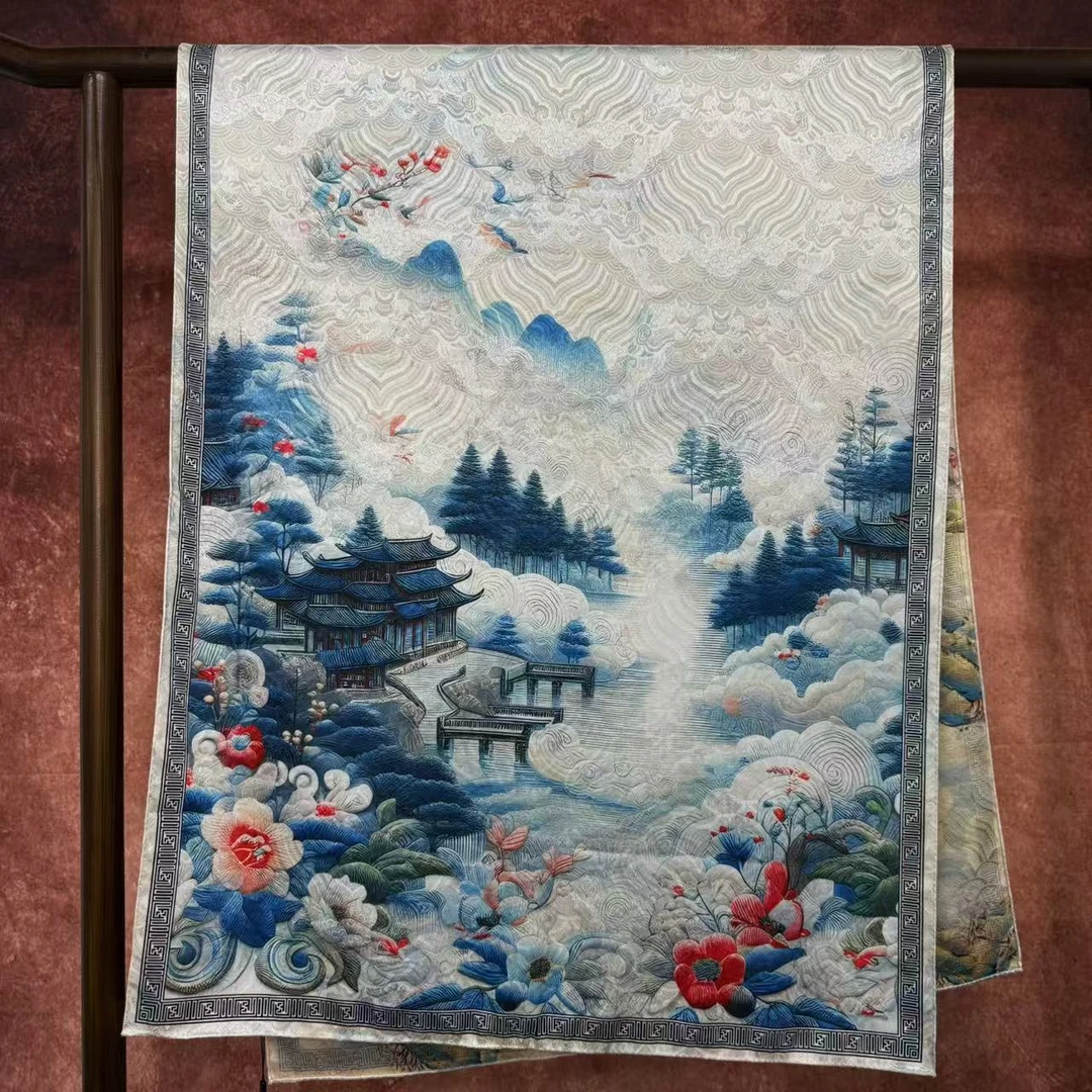 [祥云仙境]龙鳞纹国风百搭披肩新中式长巾70*180（411-A）