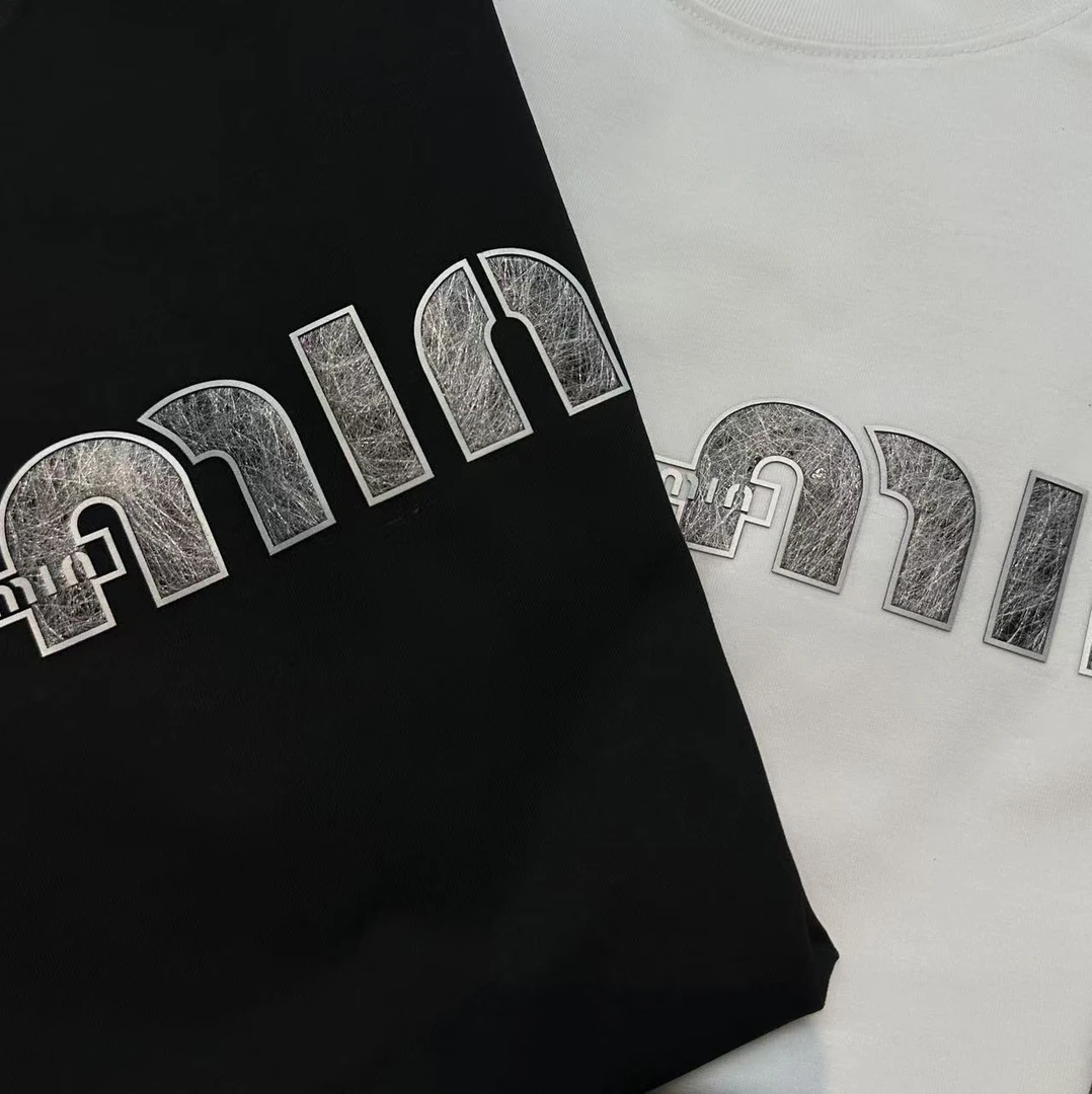 【45号链接】 *金属银丝MU*春夏宽松时尚纯棉重磅T恤175