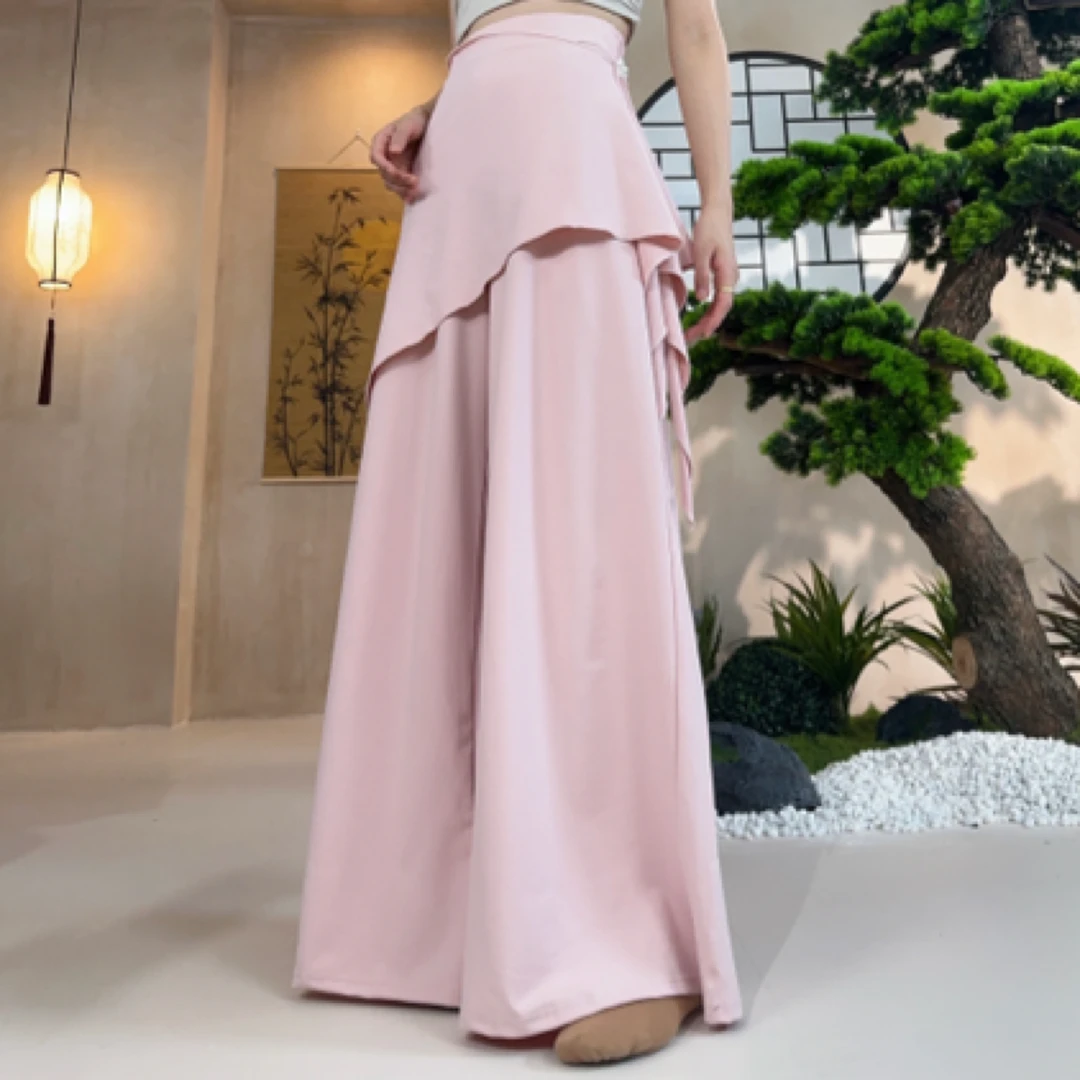2025新款现代舞舞蹈阔腿裤屁帘假两件裙裤古典舞中国形体练功服
