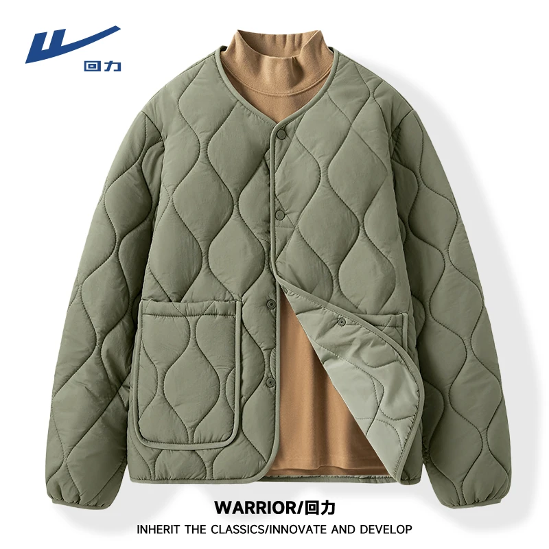 回力无领棉服男款秋冬季加厚保暖外套冬天葫芦纹内胆轻薄男士棉衣