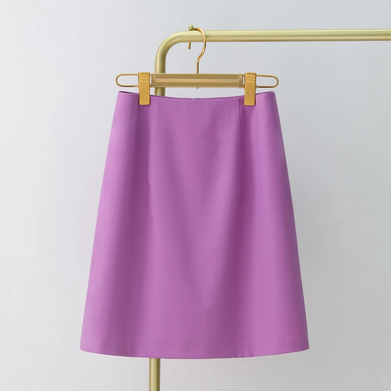 优雅紫色半身裙女夏季2025新款高腰小个子a字裙短裙女人味一步裙