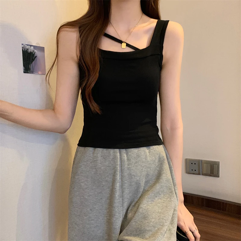 黑色打底吊带背心女夏外穿大码胖mm遮肚子设计感美背内mm大码背心