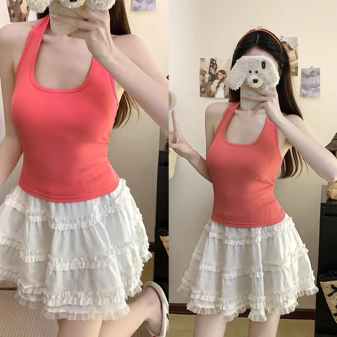 挂脖吊带小背心夏季女装春夏外穿高级感绝美内搭打底无袖上衣616