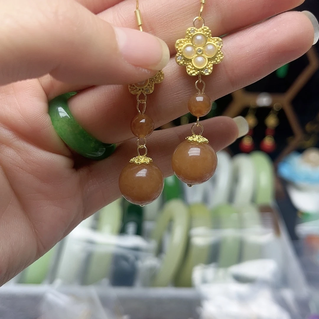 翡翠未镶嵌耳饰圆