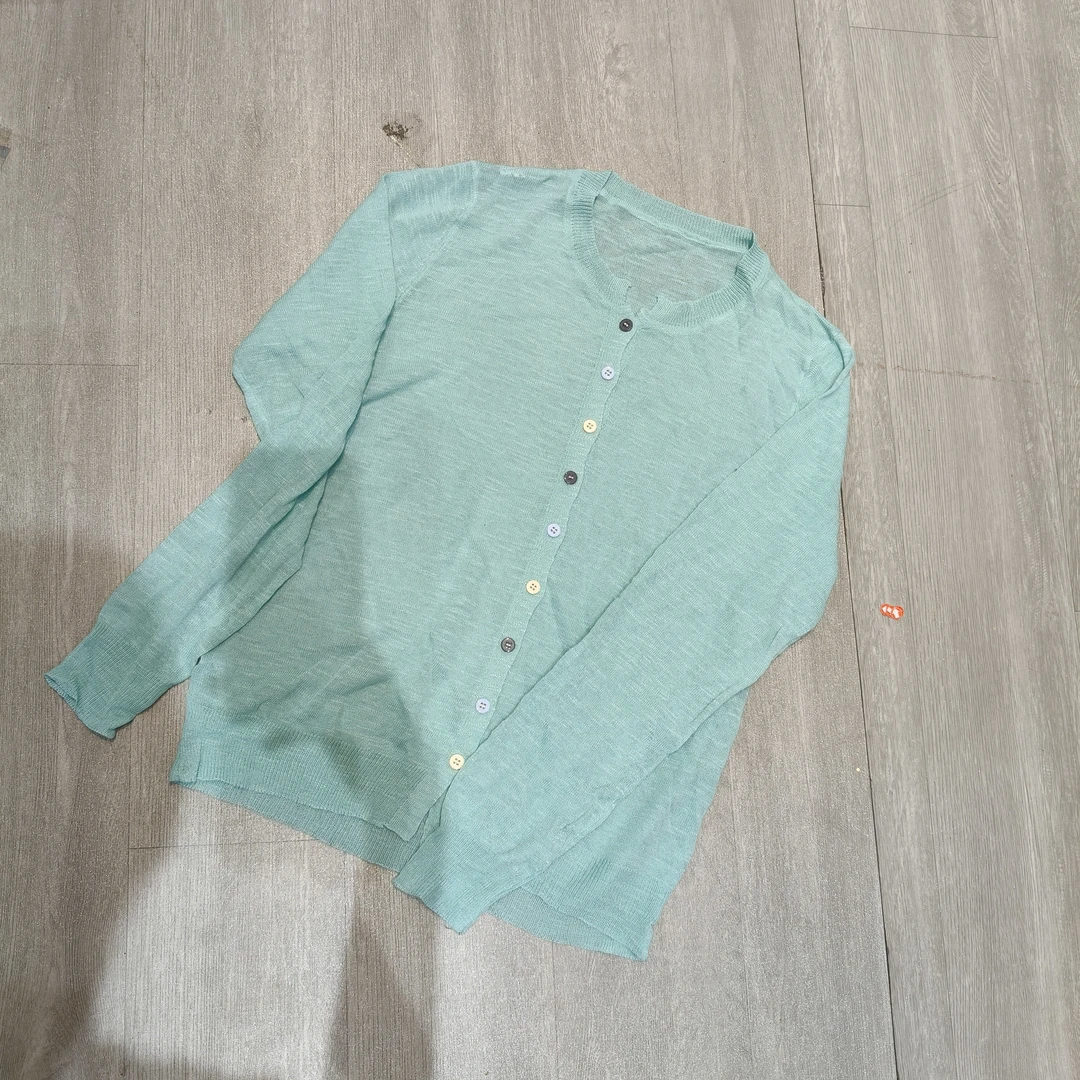 早秋圆领纯色彩扣【次品介意勿拍拍一发二】长袖薄款开衫-果梓809