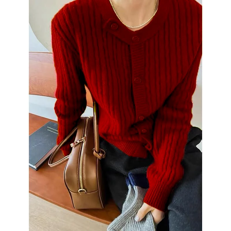 【美拉德色】开衫外套3583超柔软高品质圆领针织毛衣