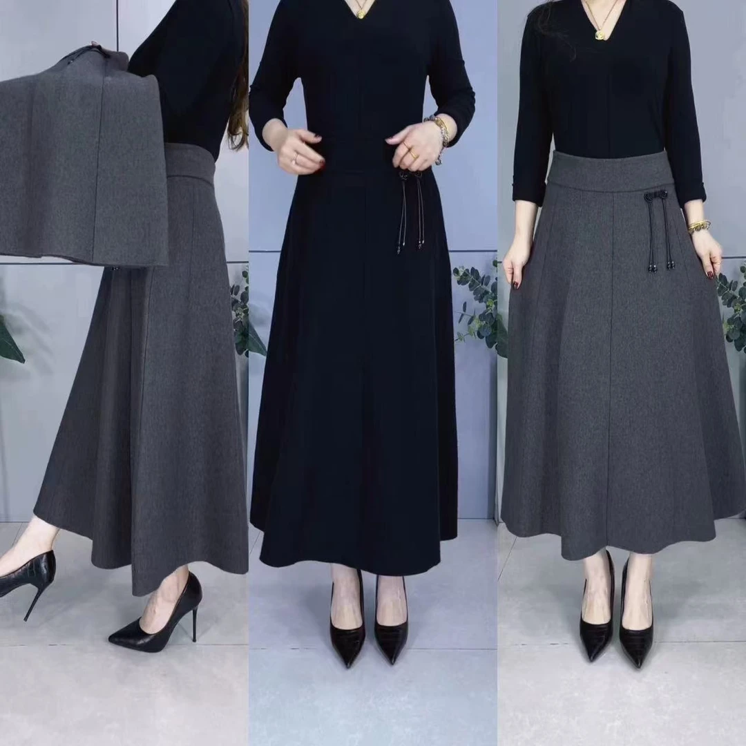 （2）2327款新款高弹力羊绒针织毛裙女式半身裙显高显瘦修身伞裙