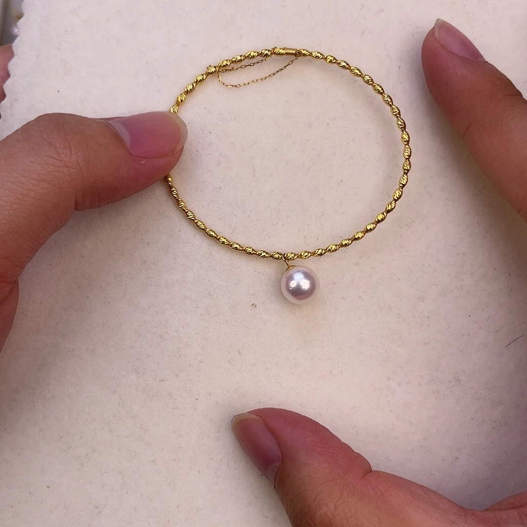 18K金镶嵌海水珍珠手绳