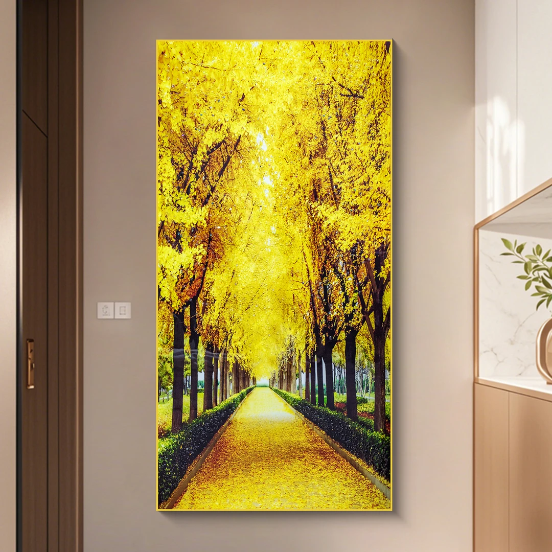 益师傅轻奢装饰画客厅玄关挂画发财树过道走廊壁画黄金大道80160