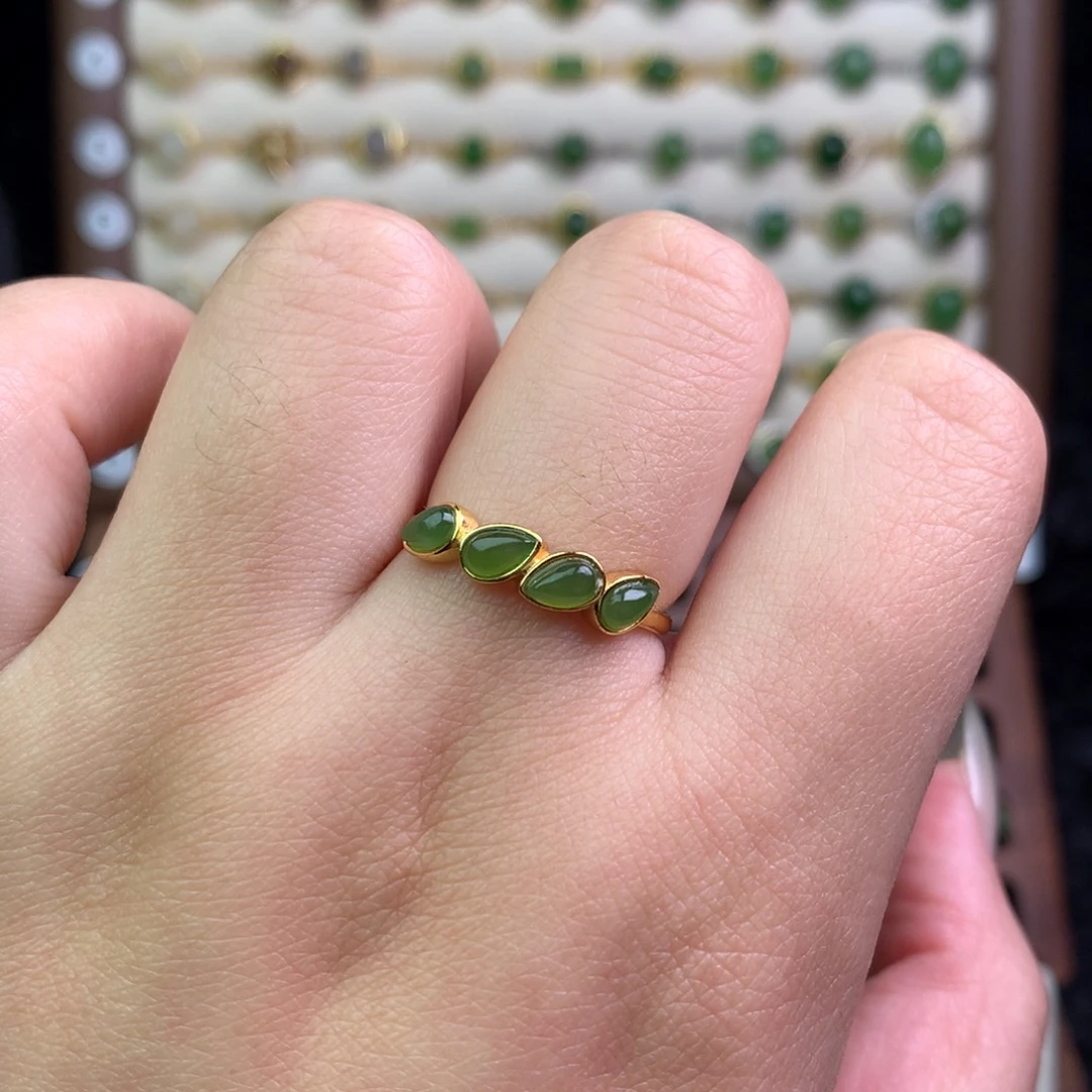 和田玉银S925镶嵌戒指